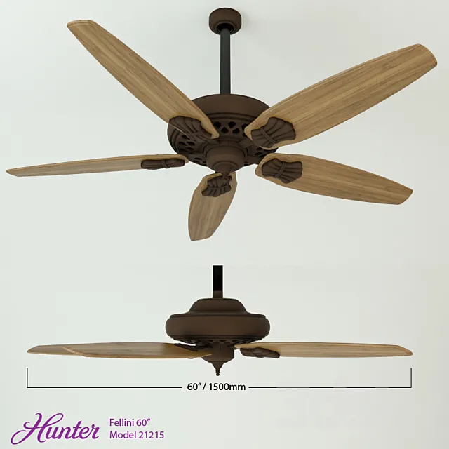 Hunter Fellini 60 “Ceiling fan 3DS Max Model