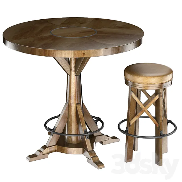 HUNTINGDON COLLECTION table and bar stool 3DS Max Model