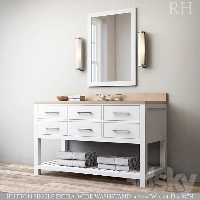 HUTTON SINGLE EXTRA-WIDE WASHSTAND 3DS Max Model