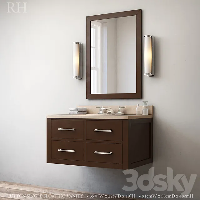 HUTTON SINGLE FLOATING VANITY Espresso 3ds Max