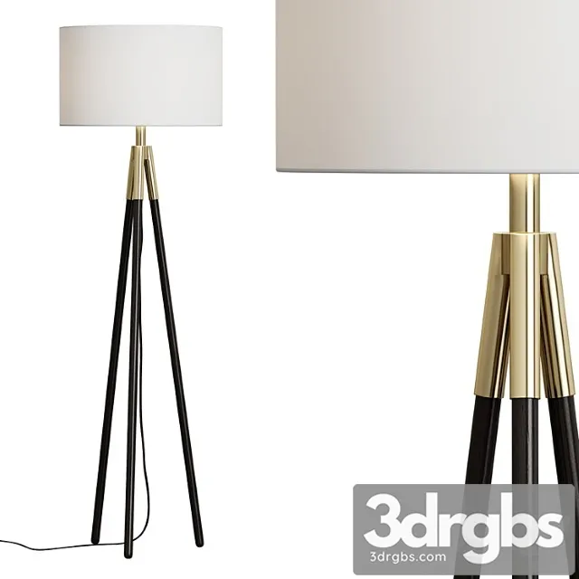 Hyde brass and bronze metal tripod floor lamp 3dsmax Download