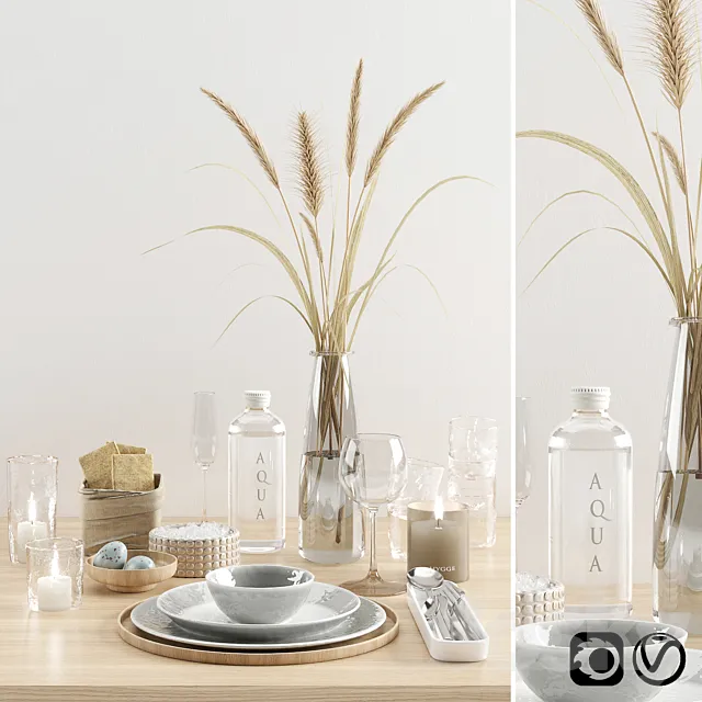 Hygge tableware with dried grass 3DSMax File