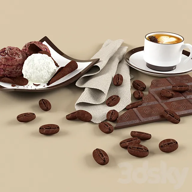 Ice cream. coffee. chocolate 3DSMax File