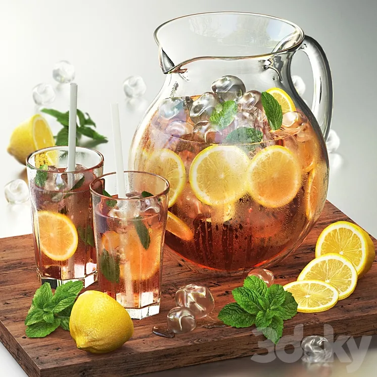 Iced tea with lemon 3DS Max