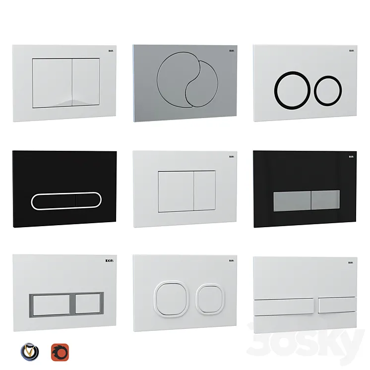 IDDIS flush buttons for installation (9 pcs.) 3DS Max Model