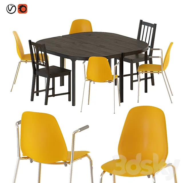 IEKA Bekant table and  Leifarne chairs 3ds Max