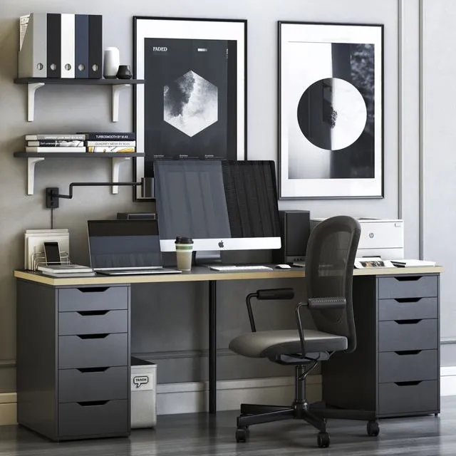 IKEA ALEX workplace with FLINTAN chair 3dsMax Model