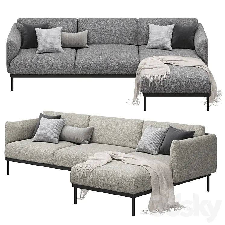 Ikea Äpplaryd Epplaryd 3-Seater Sofa with Chaise Longue Leide 3DS Max