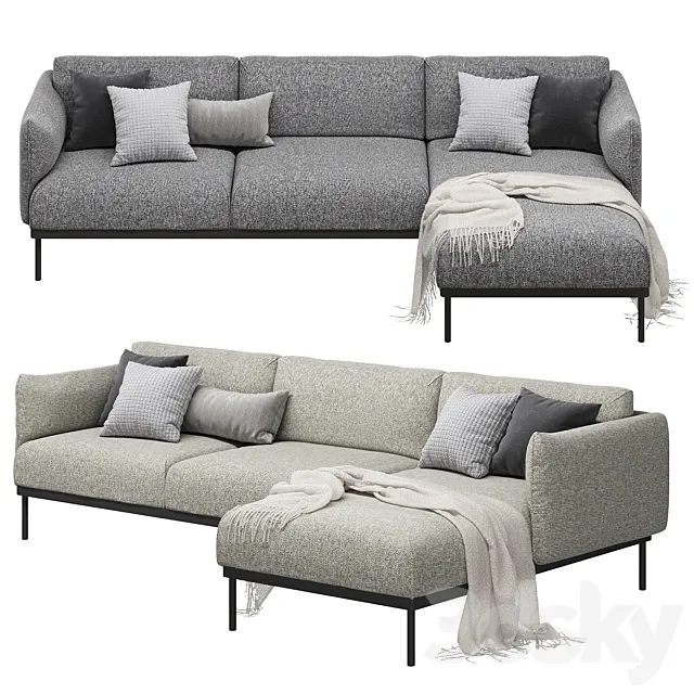 Ikea Äpplaryd Epplaryd 3-Seater Sofa with Chaise Longue Leide 3DSMax File