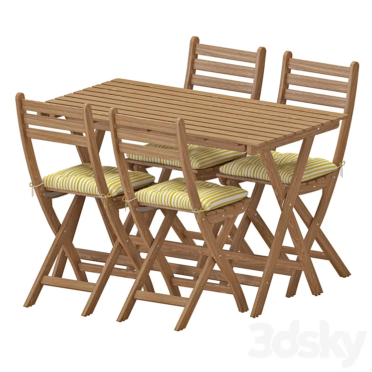 IKEA ASKHOLMEN Table And Chairs 3DS Max