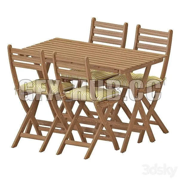 IKEA ASKHOLMEN Table And Chairs 3dsMax Model