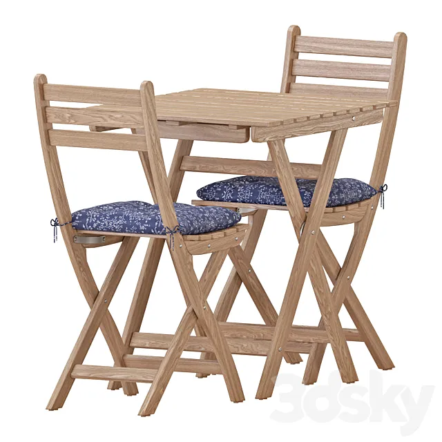 IKEA ASKHOLMEN Table And Chairs Set 2 3DS Max Model