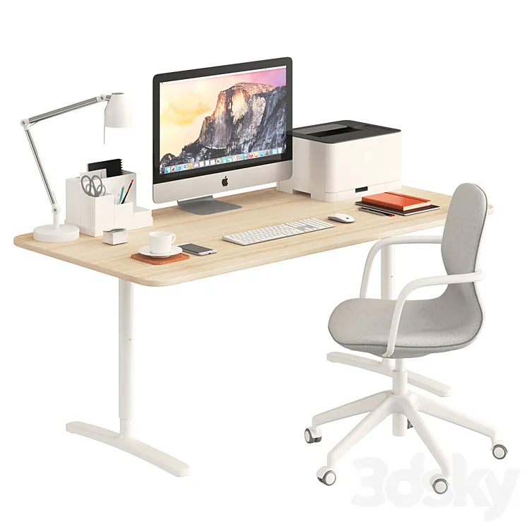 Ikea BEKANT desk and LÅNGFJÄLL Chair 3DS Max