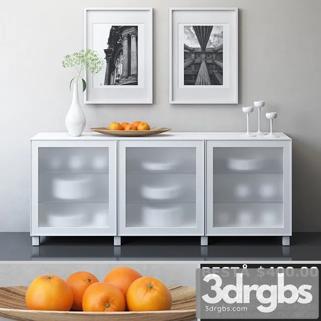 Ikea besta storage combination with doors glassvik white frosted glass 2 3dsmax Download