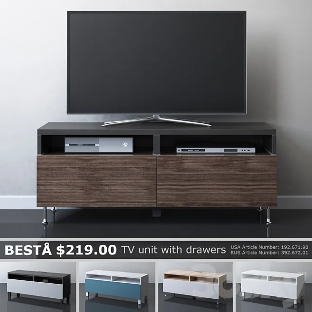 IKEA BESTA TV cabinet with drawers 3ds Max