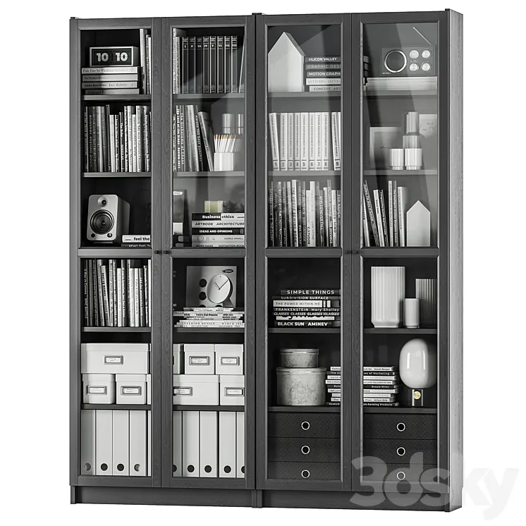 IKEA BILLY BILLY \/ OXBERG OXBERG Bookcase 3DS Max