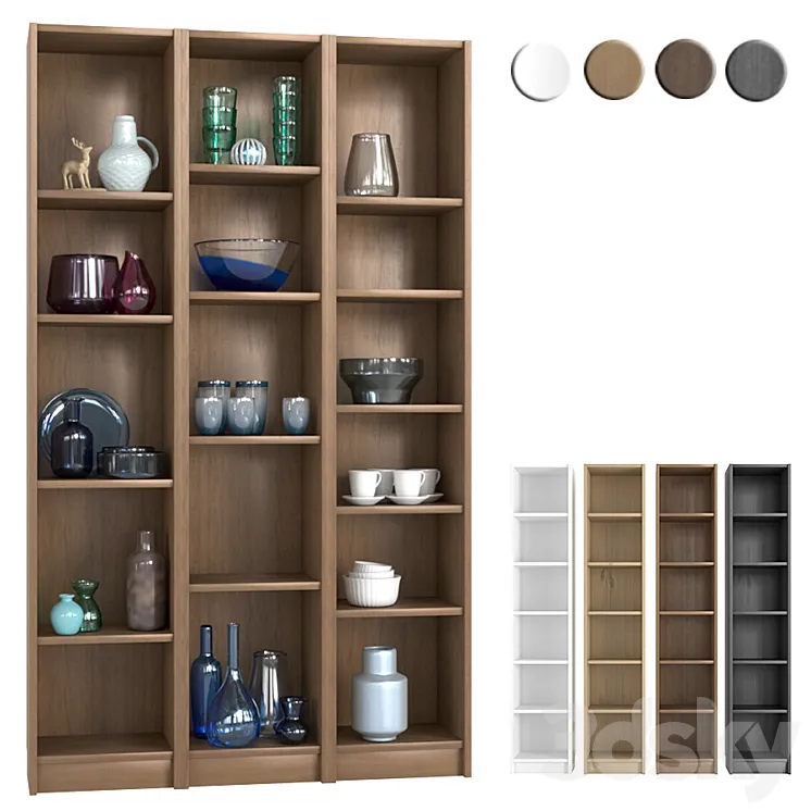 IKEA BILLY Shelving unit with decorative elements 3DS Max