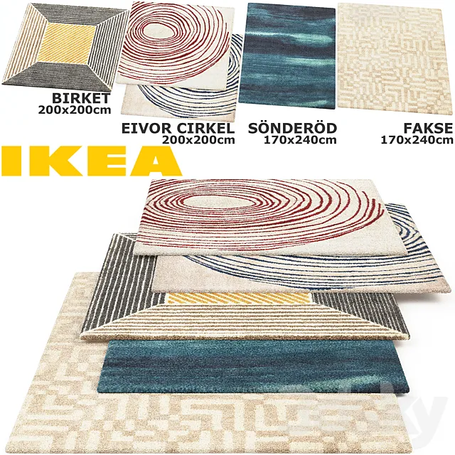 IKEA BIRKET EIVOR CIRKEL SONDEROD FAKSE RUG SET 3ds Max