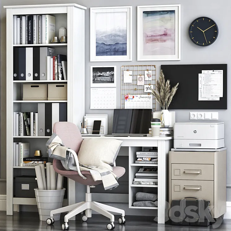 IKEA BRUSALI office workplace with LANGFJALL chair 3DS Max