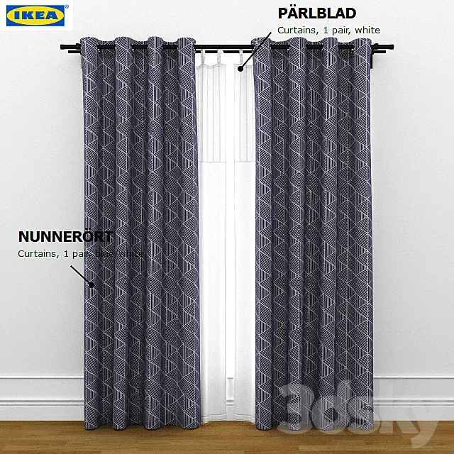 ikea curtain nunnerort and parlblad 3ds Max