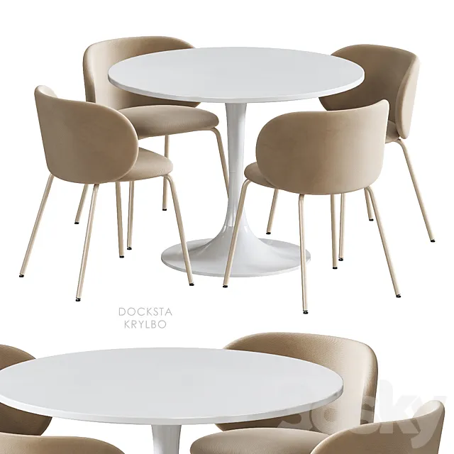 IKEA DOCKSTA KRYLBO table and chairs 3DS Max Model