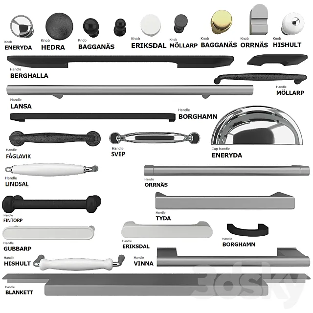 IKEA door knobs and handles 3DS Max Model