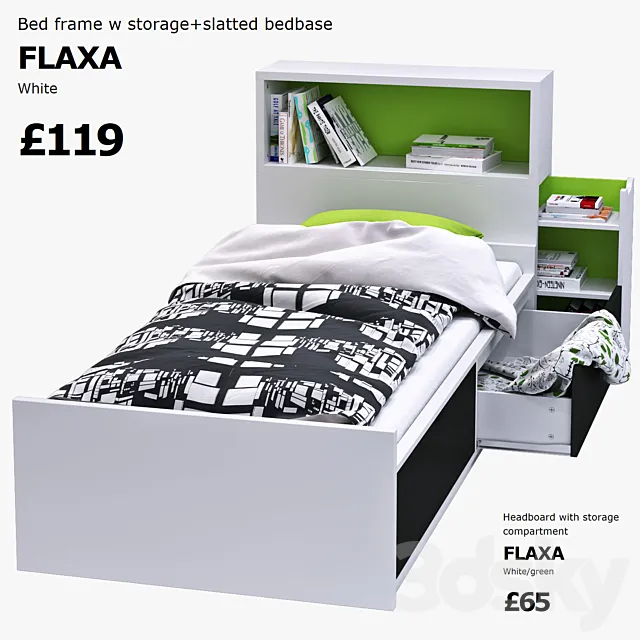 IKEA FLAXA (bed and headboard) 3DSMax File