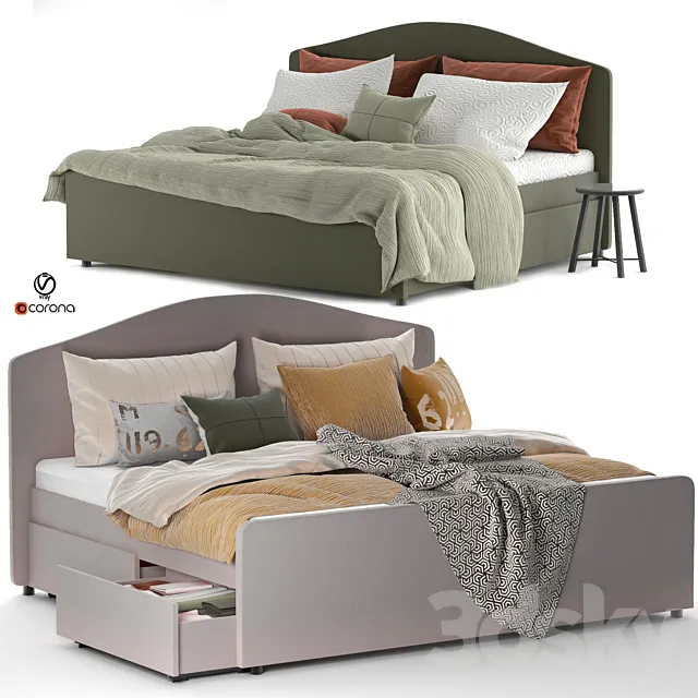 Ikea Hauga Bed Queen set 31 3DS Max Model