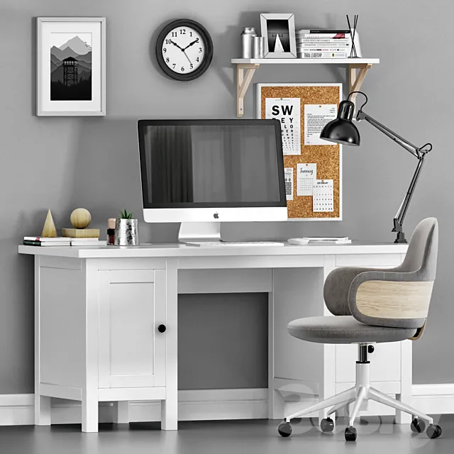 IKEA HEMNES with ALKI LAN chair workplace 3ds Max