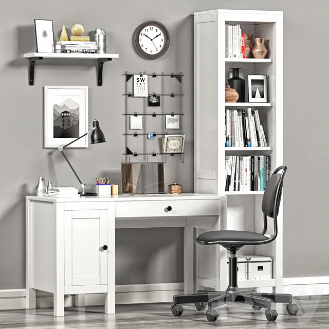 Ikea Hemnes Workplace and Bookcase 3DSMax File
