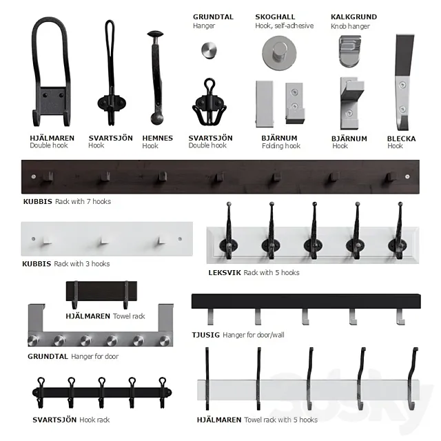 IKEA hooks and hangers 3DSMax File