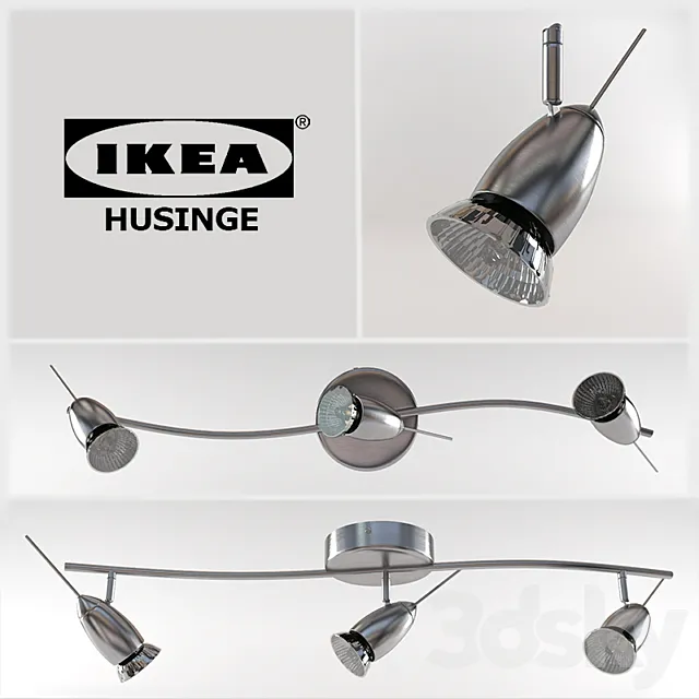 IKEA HUSINGE. Ceiling track. 3 spotlights 3DSMax File