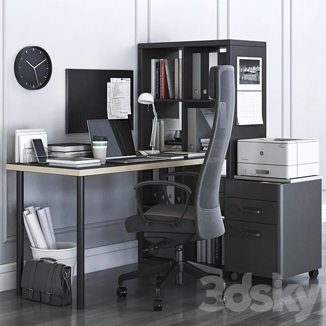 IKEA KALLAX Office Workplace with MARKUS Chair 3DSMax File