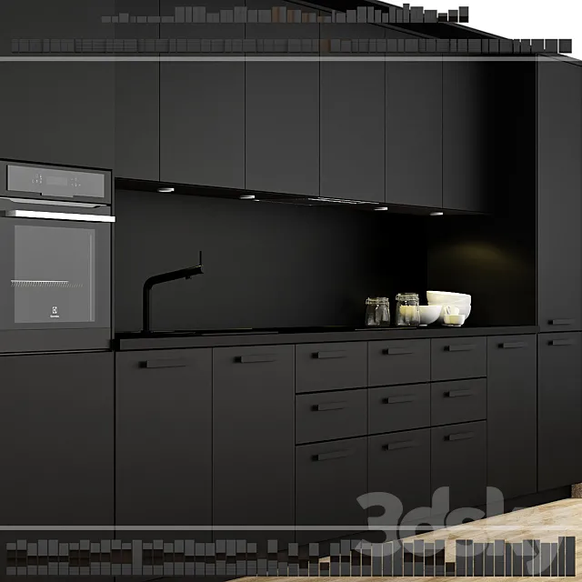 Ikea Kitchen Kungsbacka method. 3ds Max