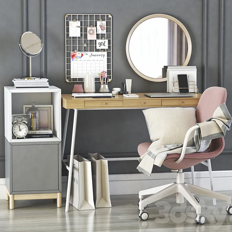 IKEA LILLASEN dressing table and workplace 3DS Max