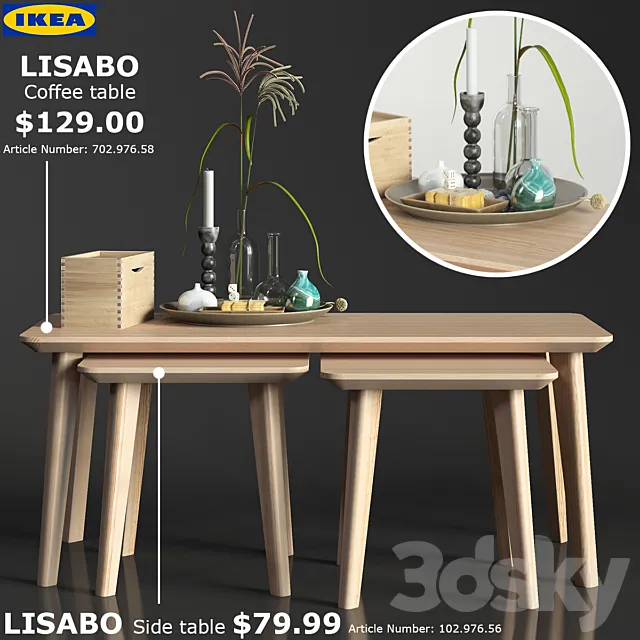 IKEA LISABO coffe table 3ds Max