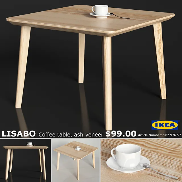 IKEA LISABO coffe table 70cm 3ds Max