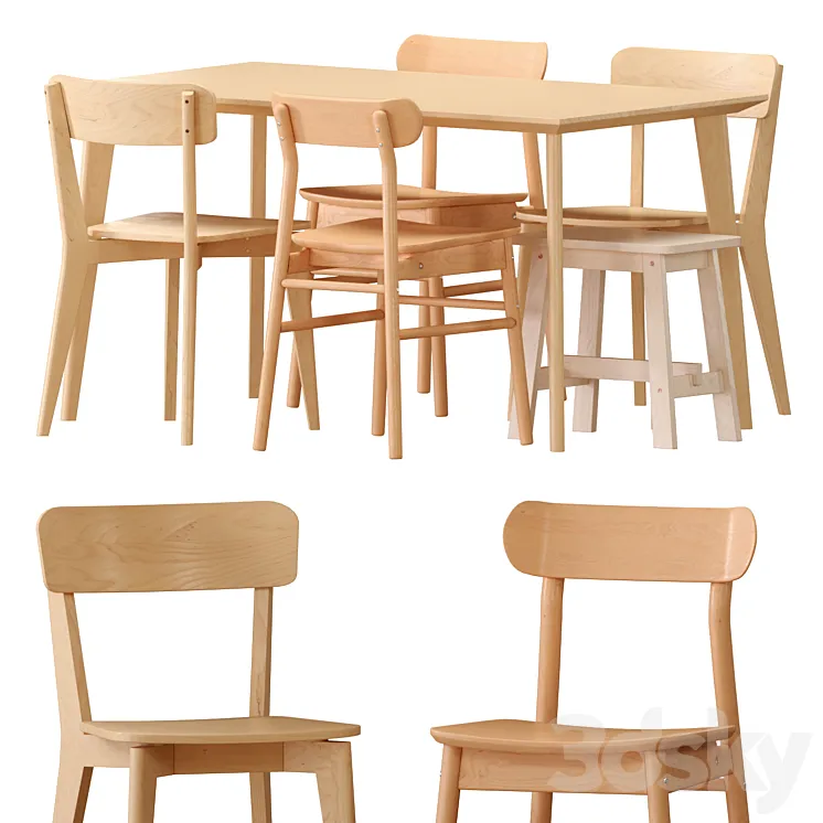 IKEA LISABO Table And Chairs 3DS Max