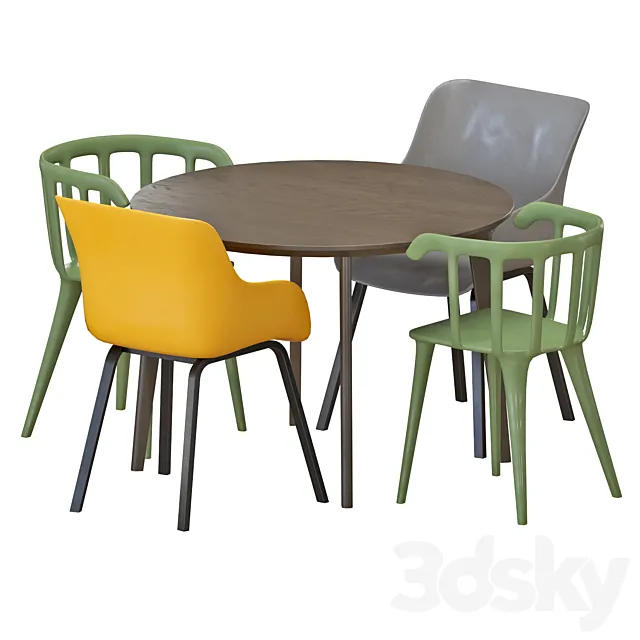 IKEA LISABO Table And Chairs set 2 3ds Max