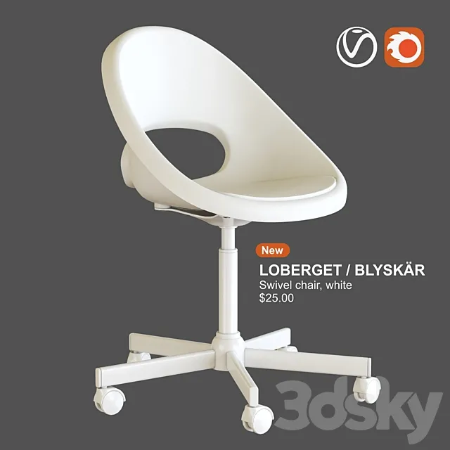 IKEA LOBERGET _ BLYSKAR Swivel chair. white 3DSMax File
