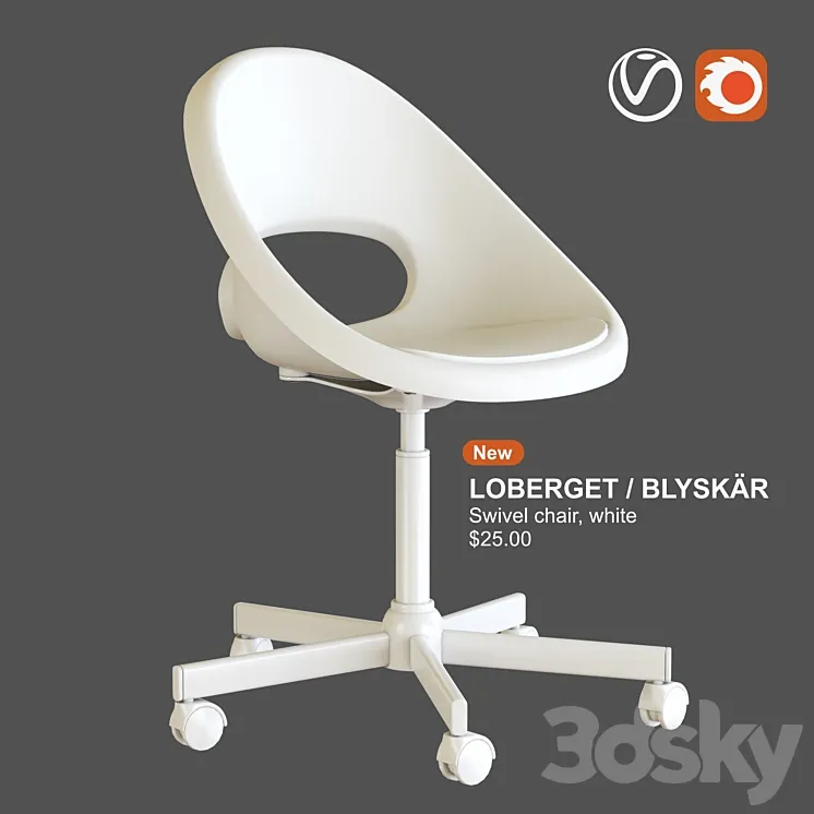 IKEA LOBERGET \/ BLYSKAR Swivel chair white 3DS Max