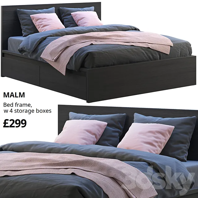 Ikea malm bed 3 3ds Max