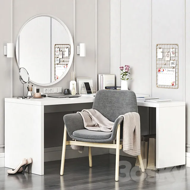 IKEA MALM corner dressing table and workplace 3DS Max Model