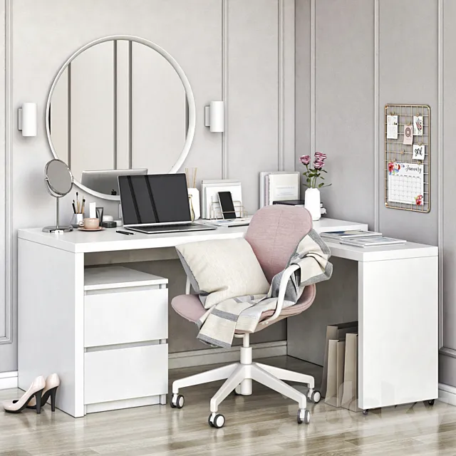 IKEA MALM corner workplace 3DS Max Model