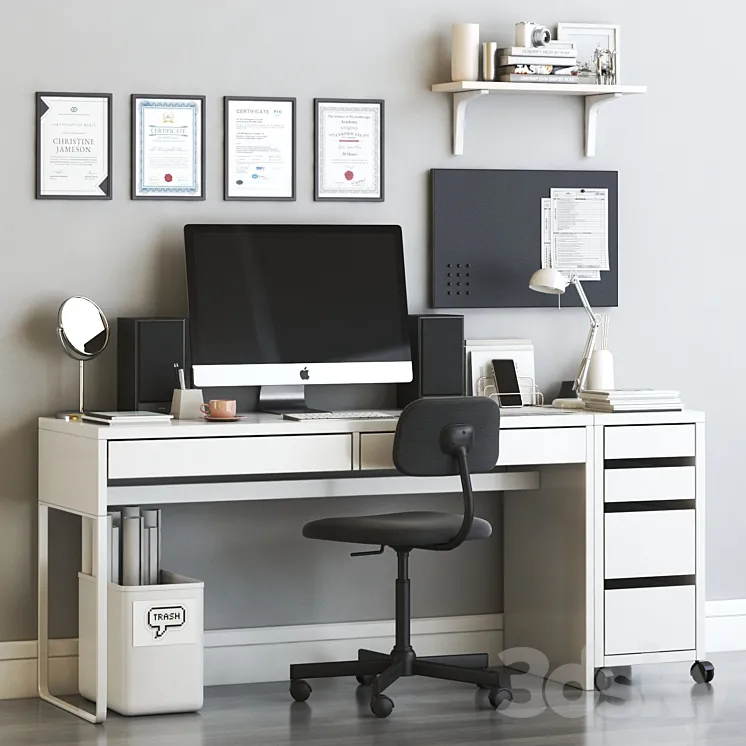 IKEA MICKE scandinavian office workplace set 3DS Max