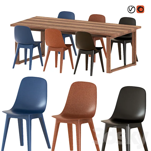 Ikea Mörbylånga Table & Odger Chairs 3ds Max