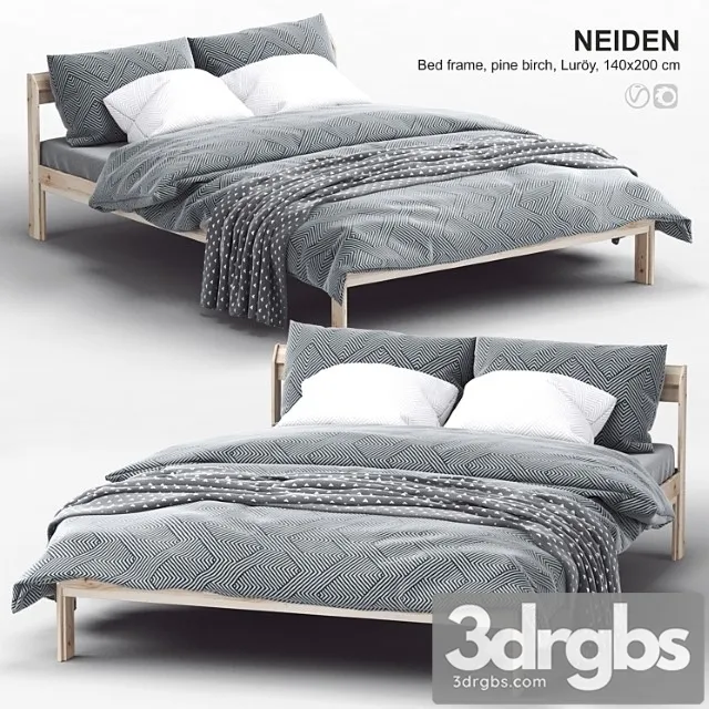 Ikea neiden bed frame pine birch luröy 2 3dsmax Download