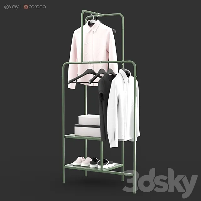 IKEA NIKKEBY Clothes rack gray-green and red colors 3DS Max Model