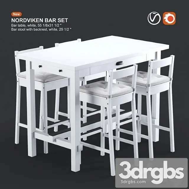 Ikea nordviken bar table and bar stool 2 3dsmax Download