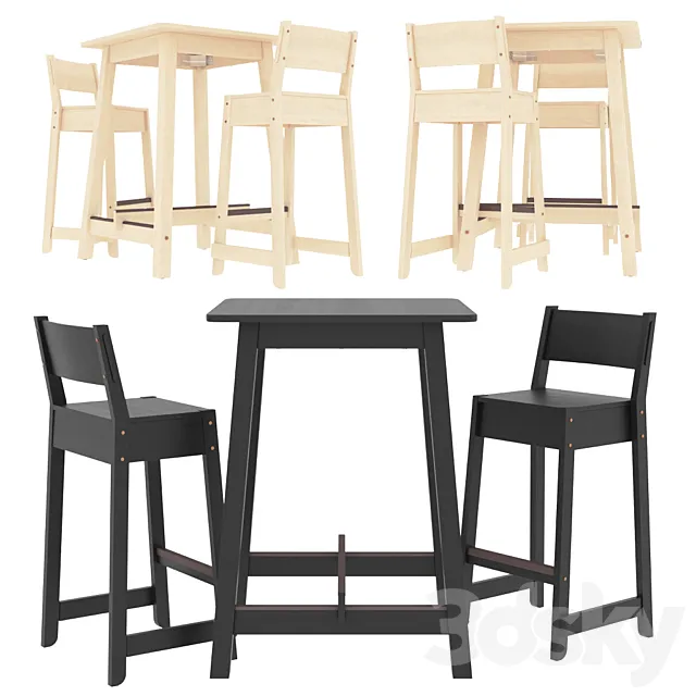 IKEA Norraker Bar table and 2 bar stools 3DSMax File